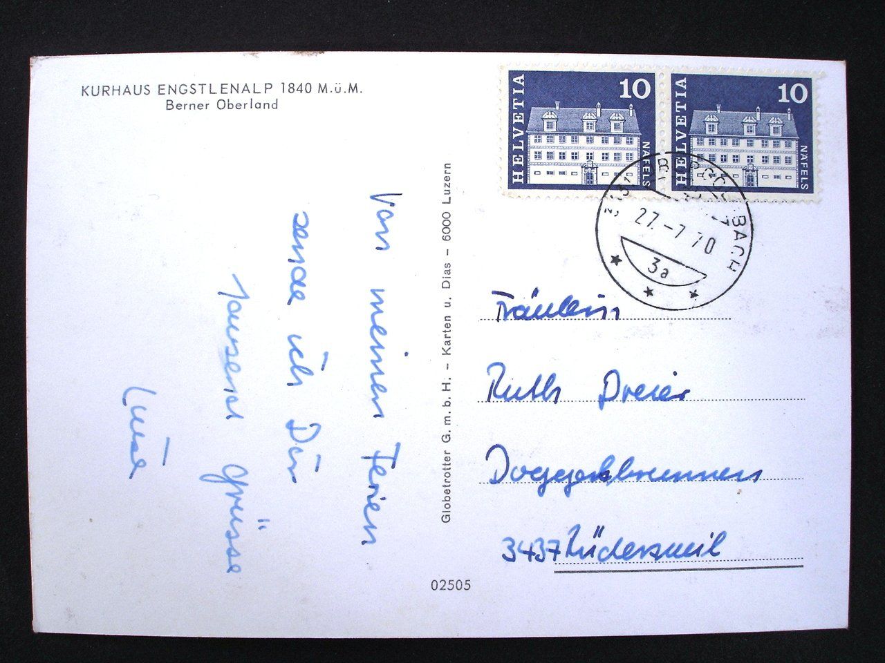 Cartoline postali: INNERTKIRCHEN Kurhaus Engstlenalp – Usato da Jona venduto da philajona 1