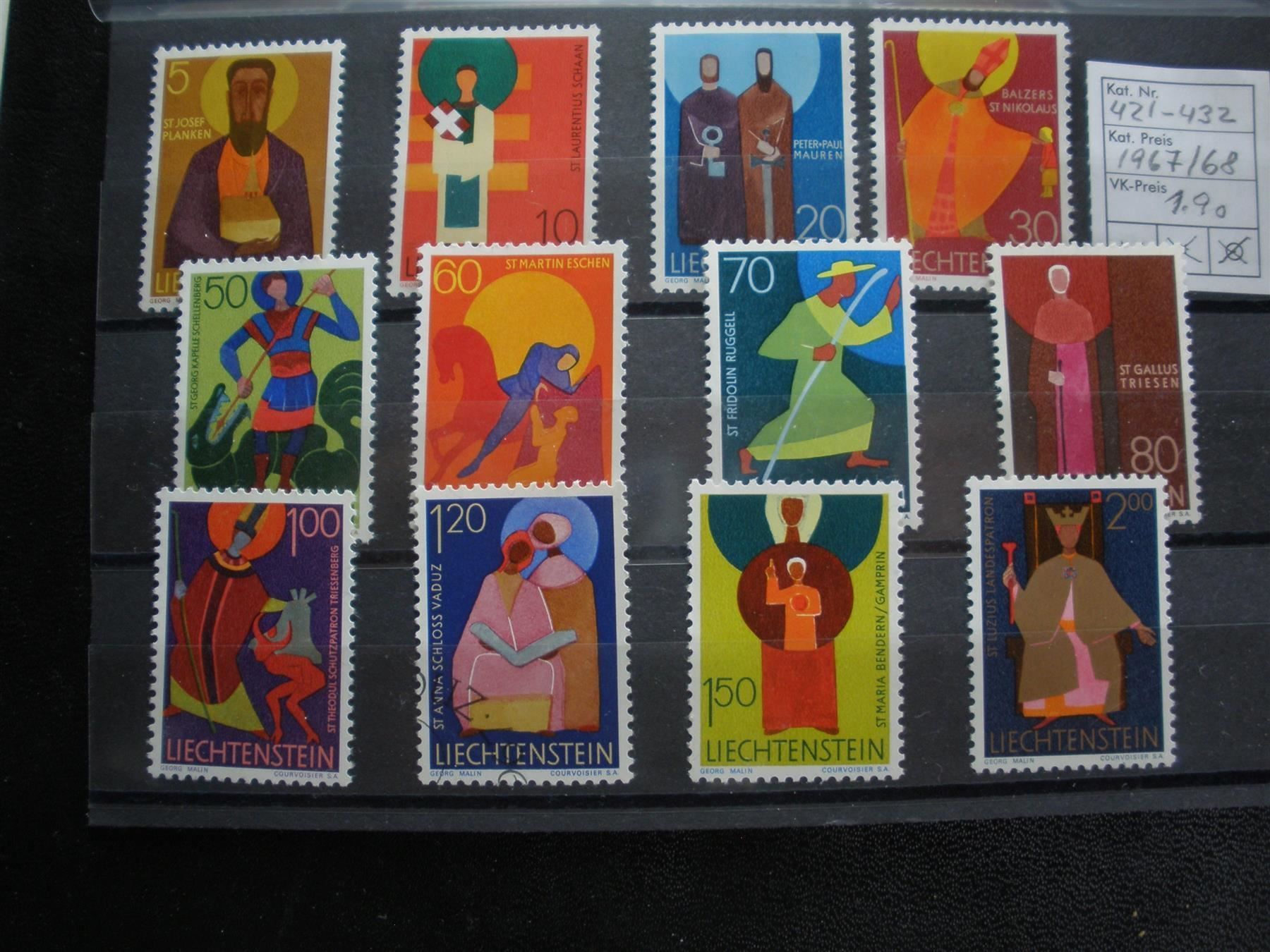 Tutti i francobolli: 1967/68 ** 421 - 432 – Nuovo (secondo la descrizione) da Buchs SG venduto da Tigeradler