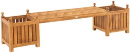 Massiv Teakbank TOM 210cm Sitzbank Gartenbank 2 Blumenkästen