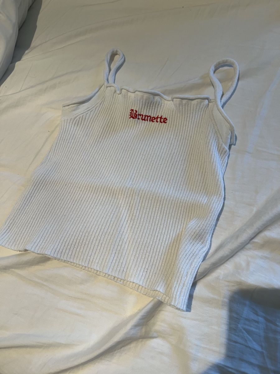 Top: Subdued White ribbed cami top "Brunette" embroidered size S – Usato da Küsnacht ZH venduto da ya___ra 2