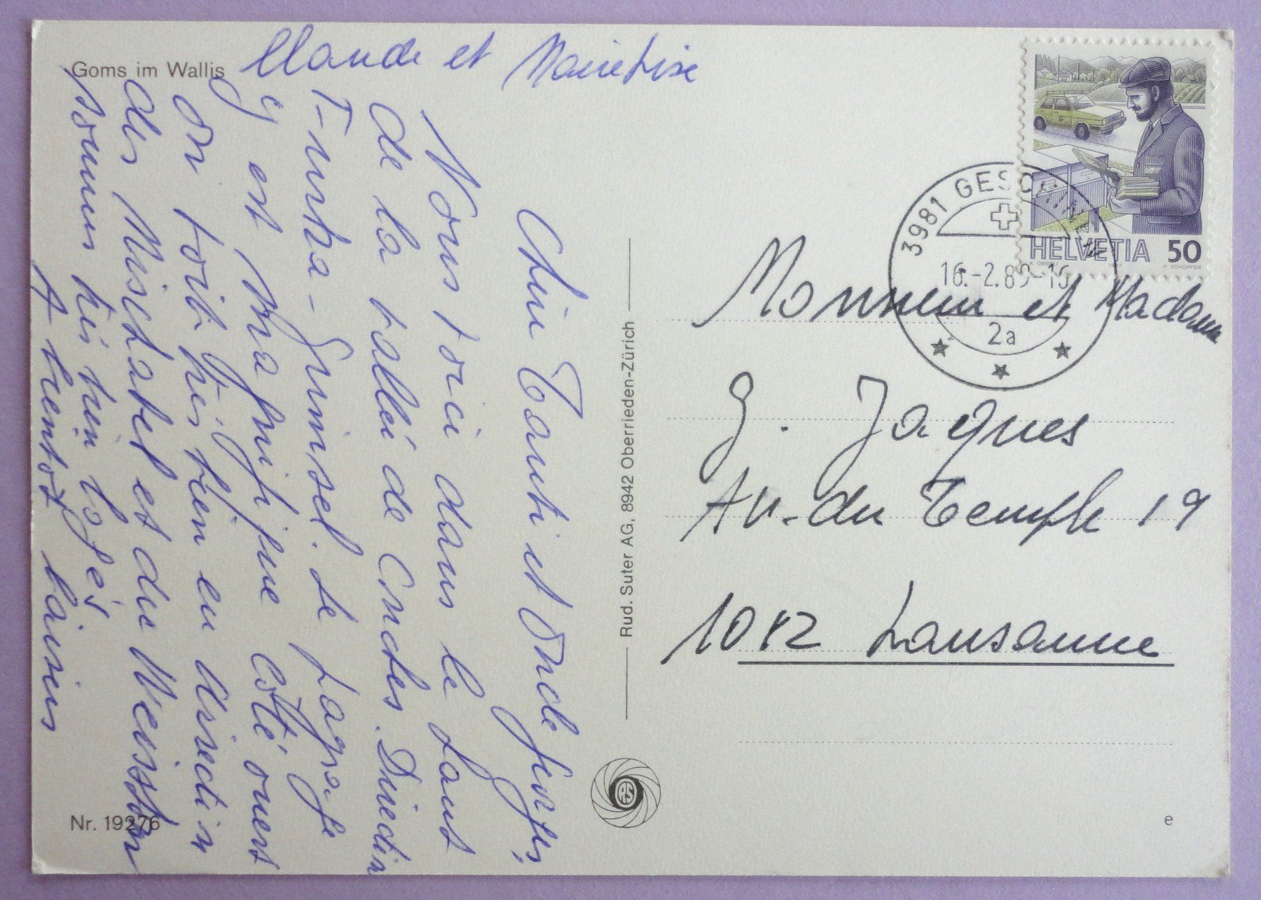 Cartoline postali: Goms im Wallis – Usato da Fétigny venduto da Billy2miny 1