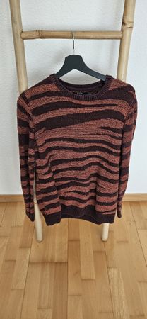 Herren Pullover Bershka gestreift rot braun Grösse M