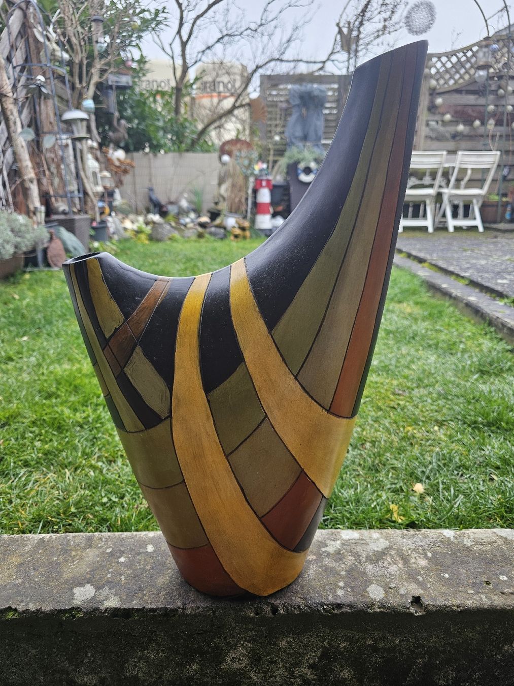Vasen & Gefässe: Einzigartige Designer Doppel Vase, Handbemalt – Gebraucht aus Fahrwangen von Nepomuk21