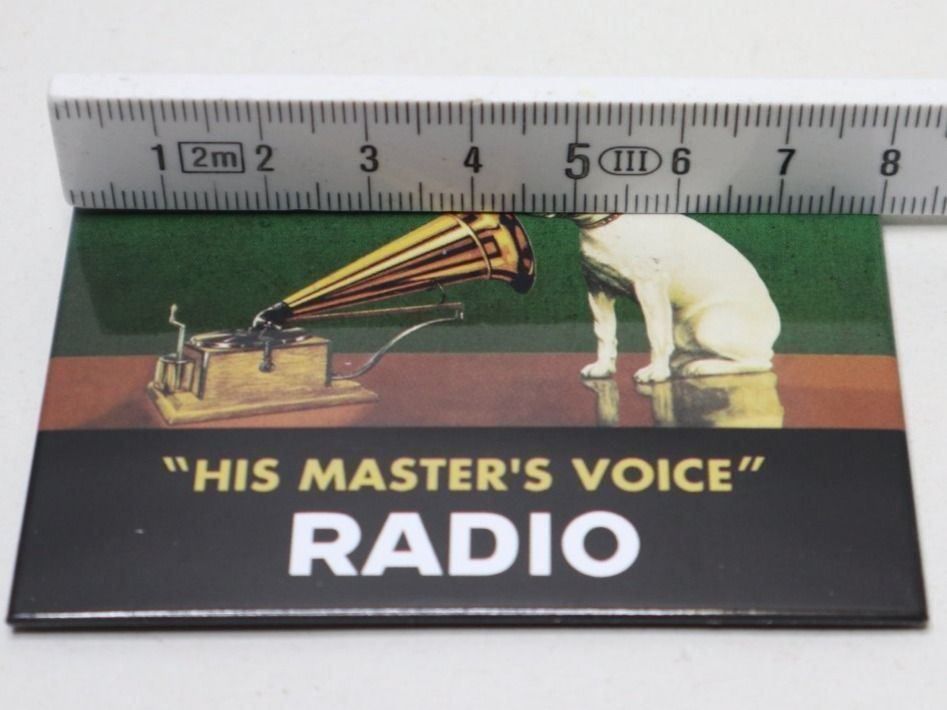 His Master's Voice Grammophon Mit Messingtrompete – Holz-Dekoration, Funktionierende Kurbel, Inkl. Schallplatte, 70-75cm Hoch