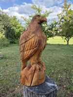 Holzskulptur Adler auf Felsen handgeschnitzt Unikat Dekorati