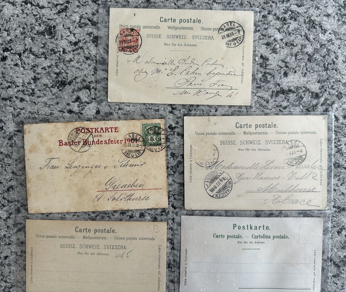 Cartoline postali: 5 Lithos Basel – Usato da Wettingen venduto da Phibras 1