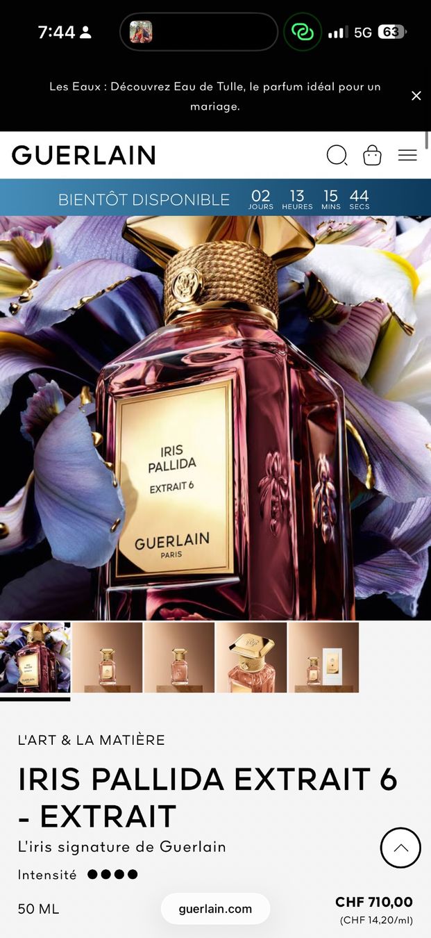 Guerlain Profumi & Eau de Toilette: Guerlain Iris Pallida Extrait 6 Eau de Parfum – Nuovo e nell'imballaggio originale da Luzern venduto da sas_r89l 1