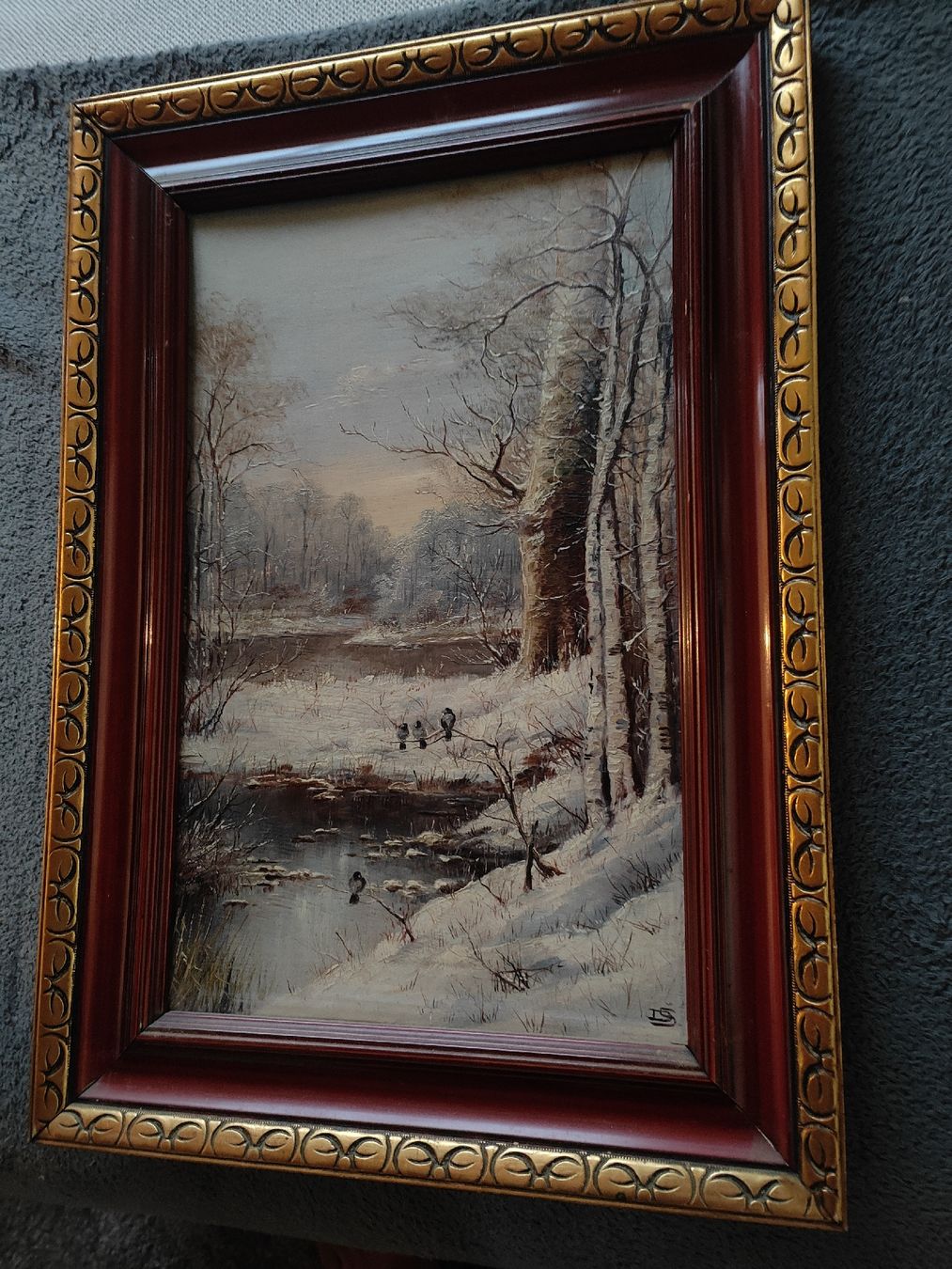 Gemälde: Gemälde Winterlandschaft mit Vögeln gerahmt – Gebraucht aus Wetzikon ZH von SparrowJack111 3