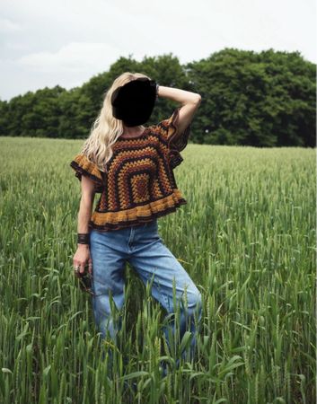 New Zara Boho Style Crochet Knitted Top, Size L