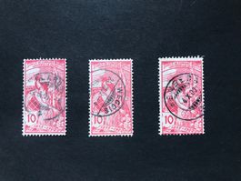 1900, 3 x UPU / Weltpostverein - Abarten