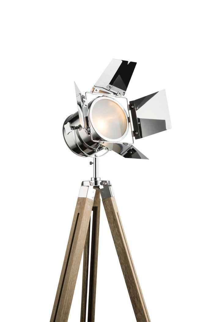 Lampen: Stehlampe EVY Holz, Chrom – Neu und originalverpackt aus Bottighofen von traumlampen 1