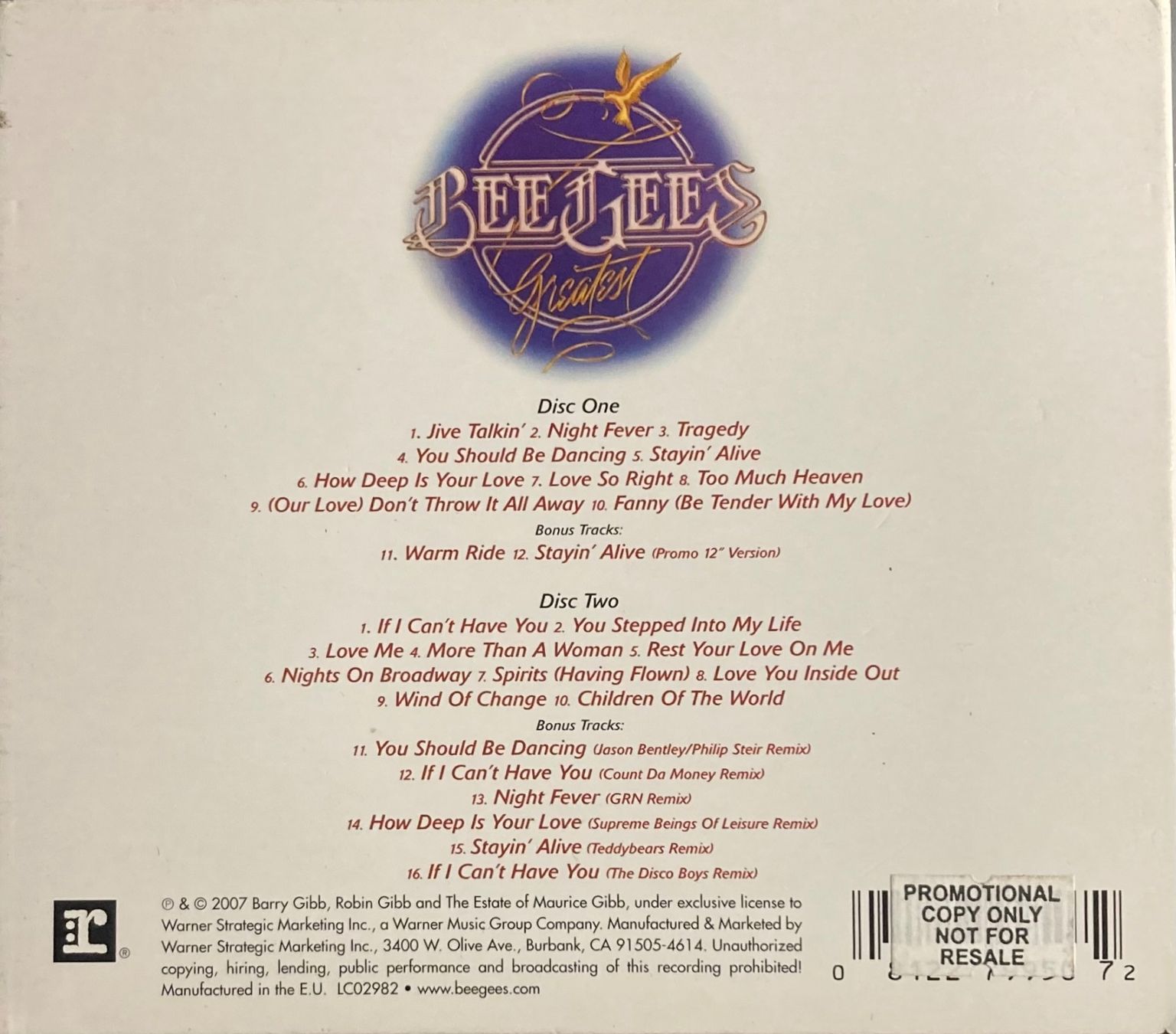 CD: BEE GEES - GREATEST – Usato da Poliez-Pittet venduto da Newtown-Records 1