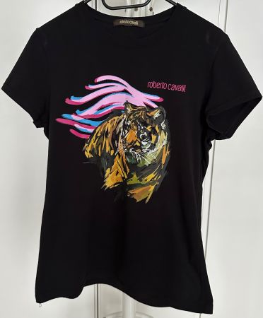 Roberto Cavalli T-Shirt Shirt Schwarz Gr. XL Damen Bluse