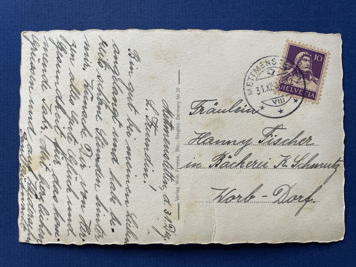 Cartoline postali: Alte Ansichtskarte Neujahr 1934, Winterlandschaft Psalm – Usato da Neuhausen am Rheinfall venduto da Arielle55 1