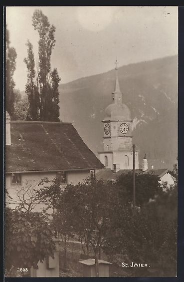 Cartoline postali: AK St. Imier, Blick auf den Kirchturm – Usato da Berlin venduto da bartko-reher