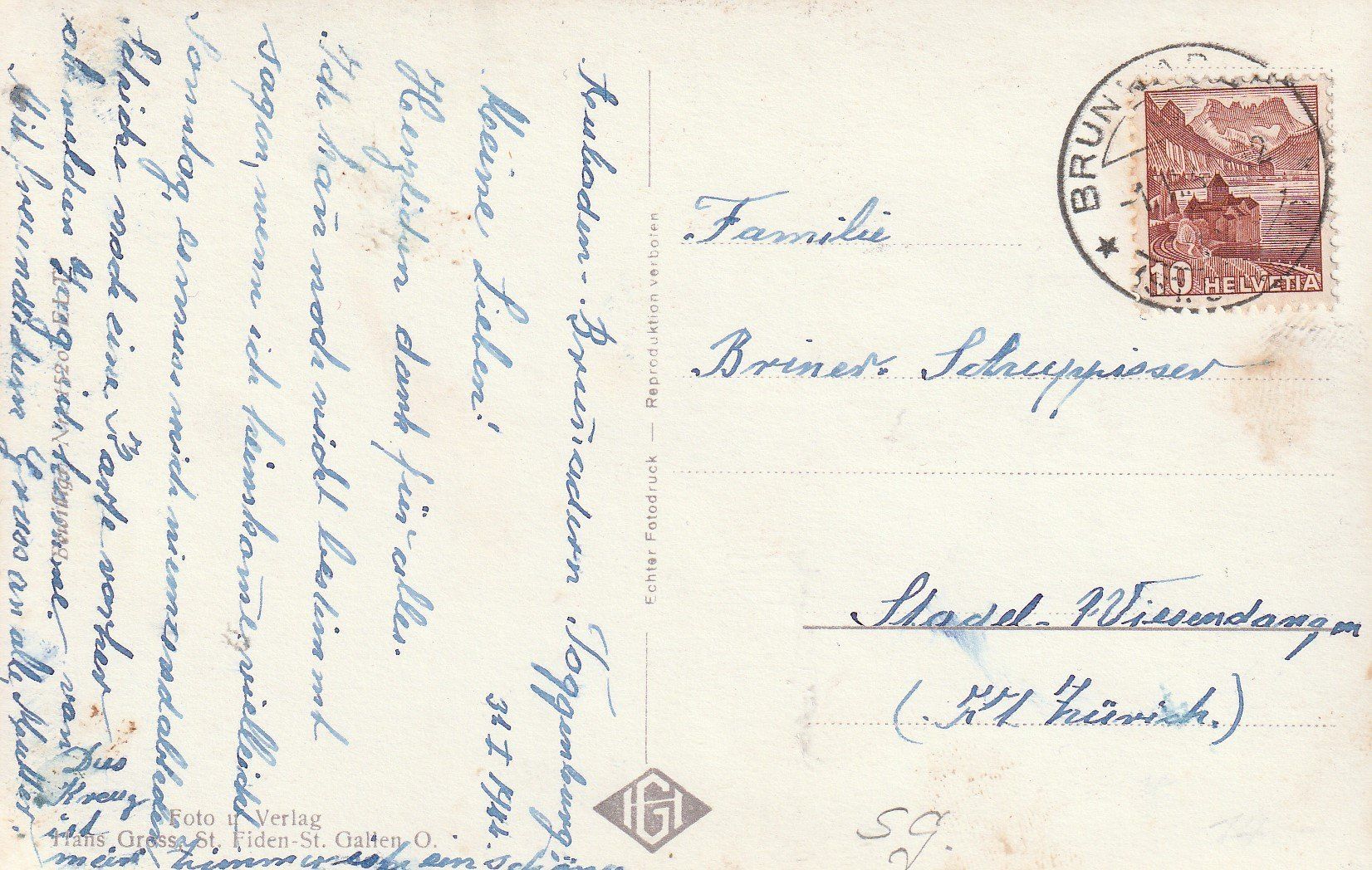 Cartes postales: Auboden-Brunnadern-Ferienheim 1944 – D'occasion à uttwil par Koehlerfred 1