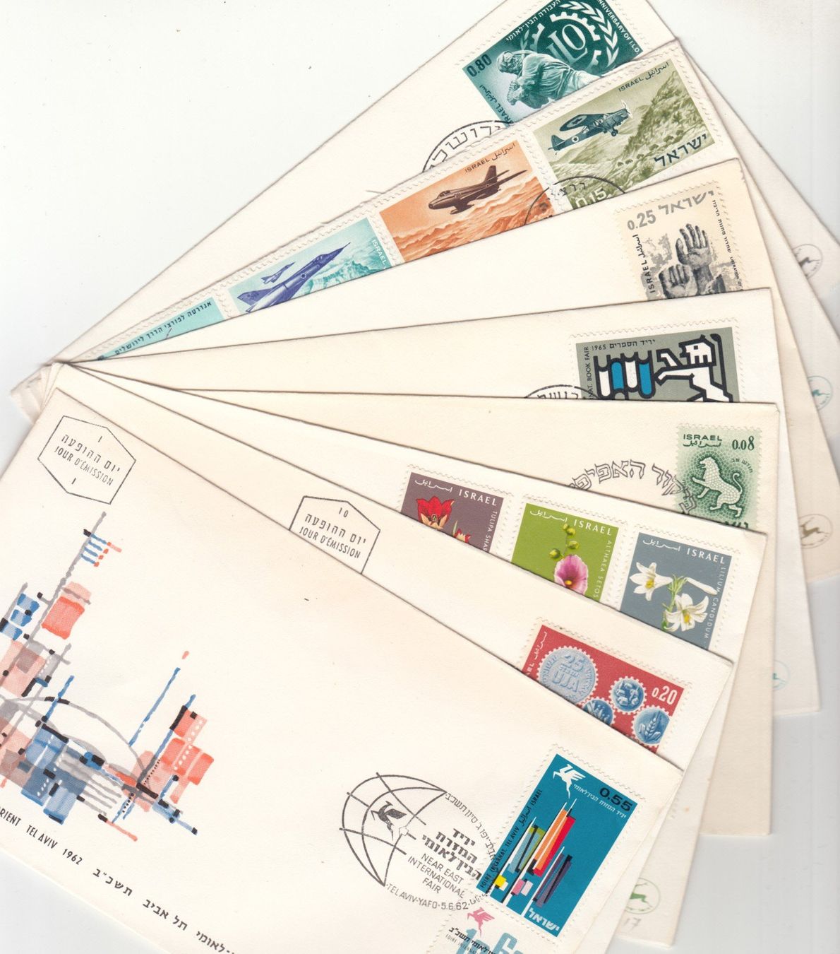 Tutti i francobolli: Israel 8 FDC 1962 - 1969 – Usato da Bürglen TG venduto da StampGraf
