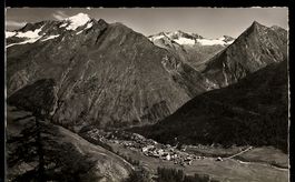 AK Saas-Fee, Gesamtansicht mit Weissmies, Portjengrat, Almag