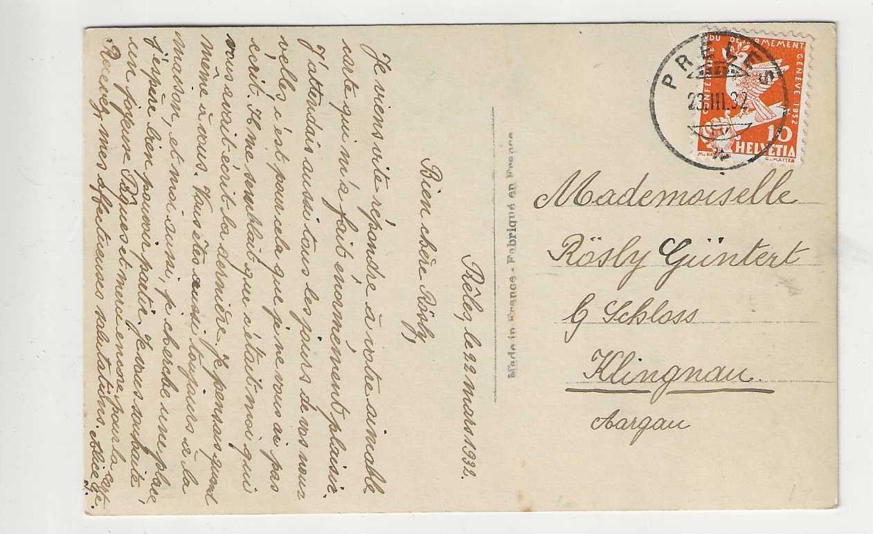 Cartoline postali: Prêles,/Präels, 1932 – Usato da Spiez venduto da Niesen20 1