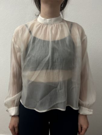 MSCH Copenhagen transparente Bluse Langarm weiss Gröss S