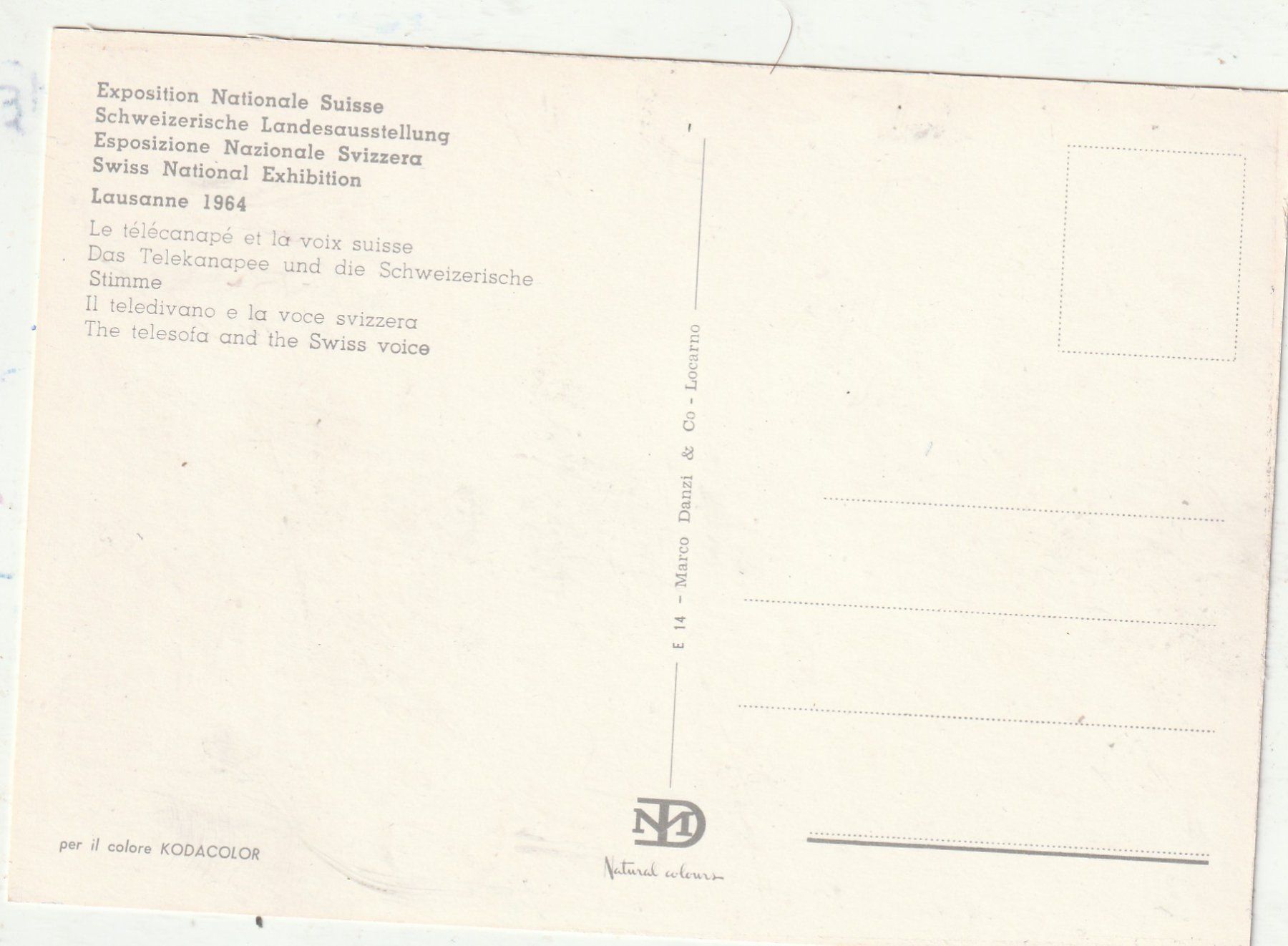 Cartoline postali: EXPO Lausanne 1964 – Usato da Lumbrein venduto da made02 1