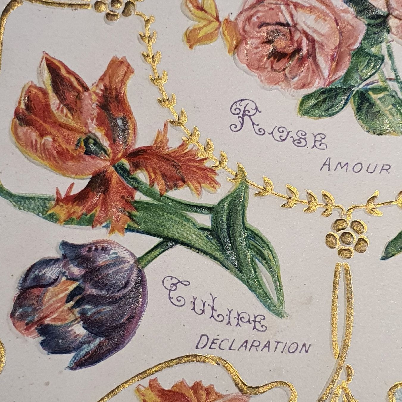 Ansichtskarten: carte postale ancienne gauffree.. Message des fleurs. 1916 – Gebraucht aus DUGNY (-Leytron) von Rdeny 2