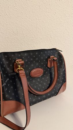 Handtasche Paolo Basso Leder Lederimitation dunkelblau braun