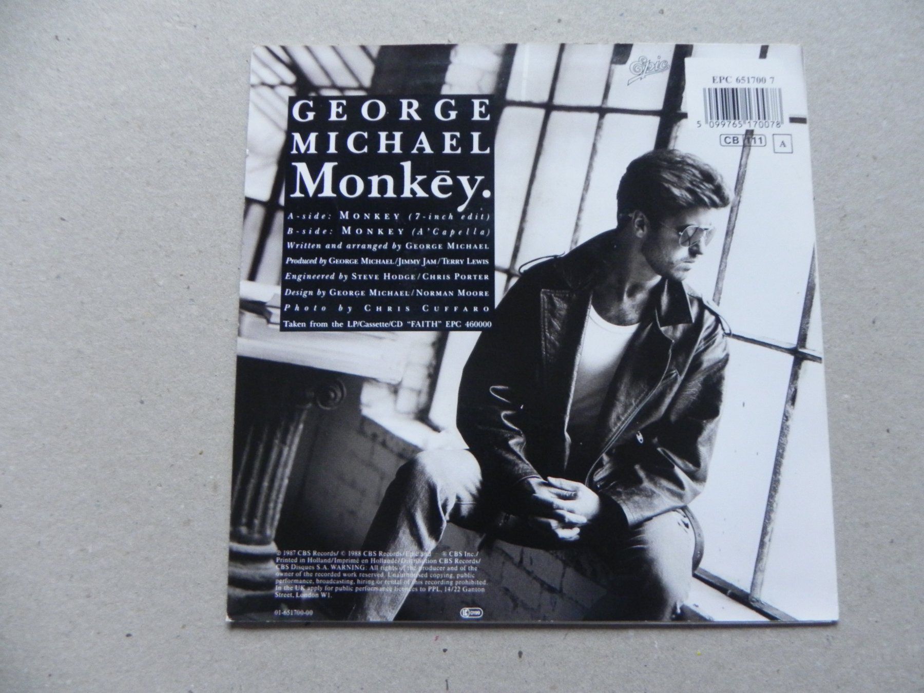 Dischi in vinile: Single 7 " Engl. Pop Sänger George Michael 1987 Monkey – Usato da Siebnen venduto da krimsie 1