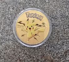 Pièce de collection commémorative Pokémon en métal doré