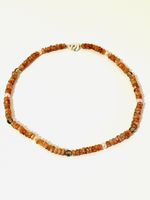 Elegant Sunstone and Pearl Necklace Silver
