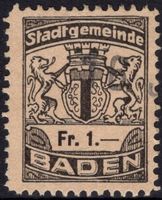 1 Fr. Fiskalmarke von BADEN