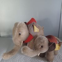 Steiff 2 herzige winzige  Elefanten 7+10 cm gross