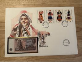 Banknoten Brief Bulgarien mit 1 Lew