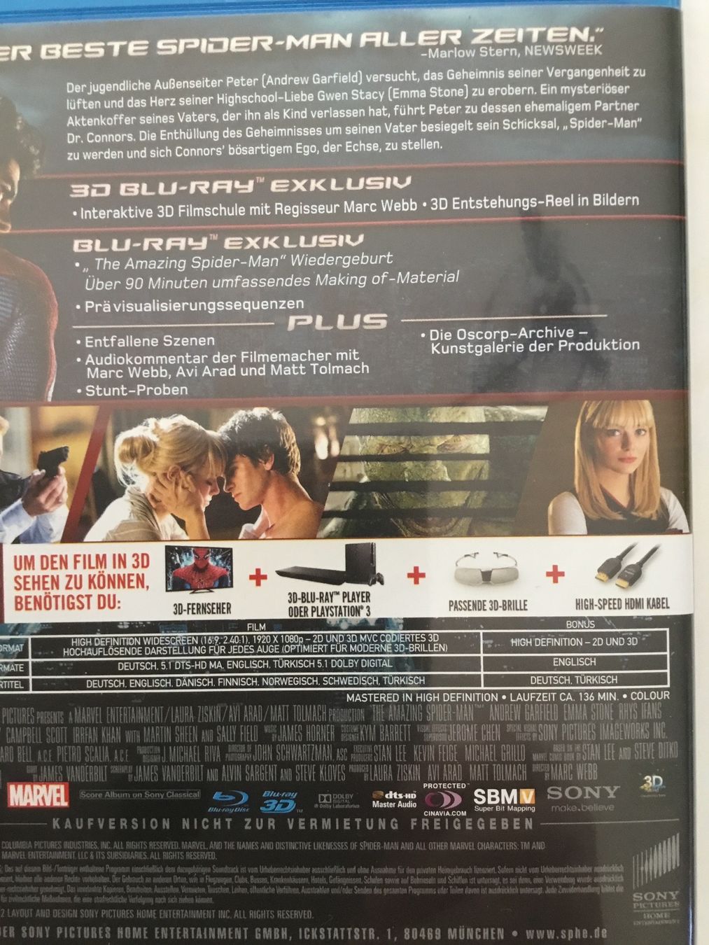Tutti i DVDs: The Amazing Spider-Man Blu Ray 3D+ 2D – Nuovo (secondo la descrizione) da Blauen venduto da berlingo65 2