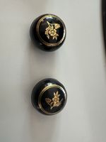 Antike Schmuckdosen, schwarz mit Goldmuster, 2 St.