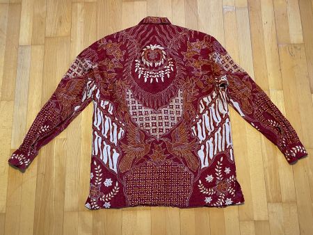 Vintage 90s Shirt Silk Embroidered Made in Indonesia Sz XL
