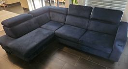 Ecksofa ZANTE BKL-2FR dunkelblau Schlafsofa mit Bettkasten