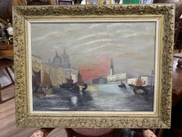 Altes Ölgemälde „Venedig“, signiert E. Krüsi