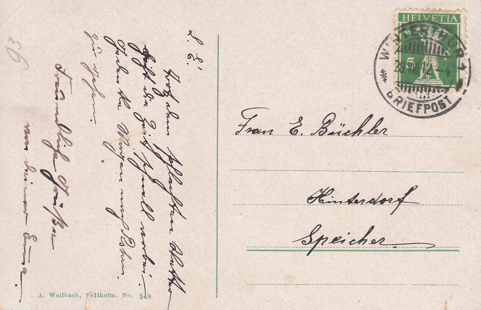 Cartoline postali: Winterthur 1912 – Usato da Bürglen TG venduto da StampGraf 1
