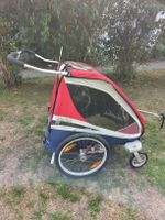 Fahrradanhänger Chariot rot blau für zwei Kinder