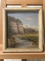 Altes Ölgemälde "Berge und Fluss"