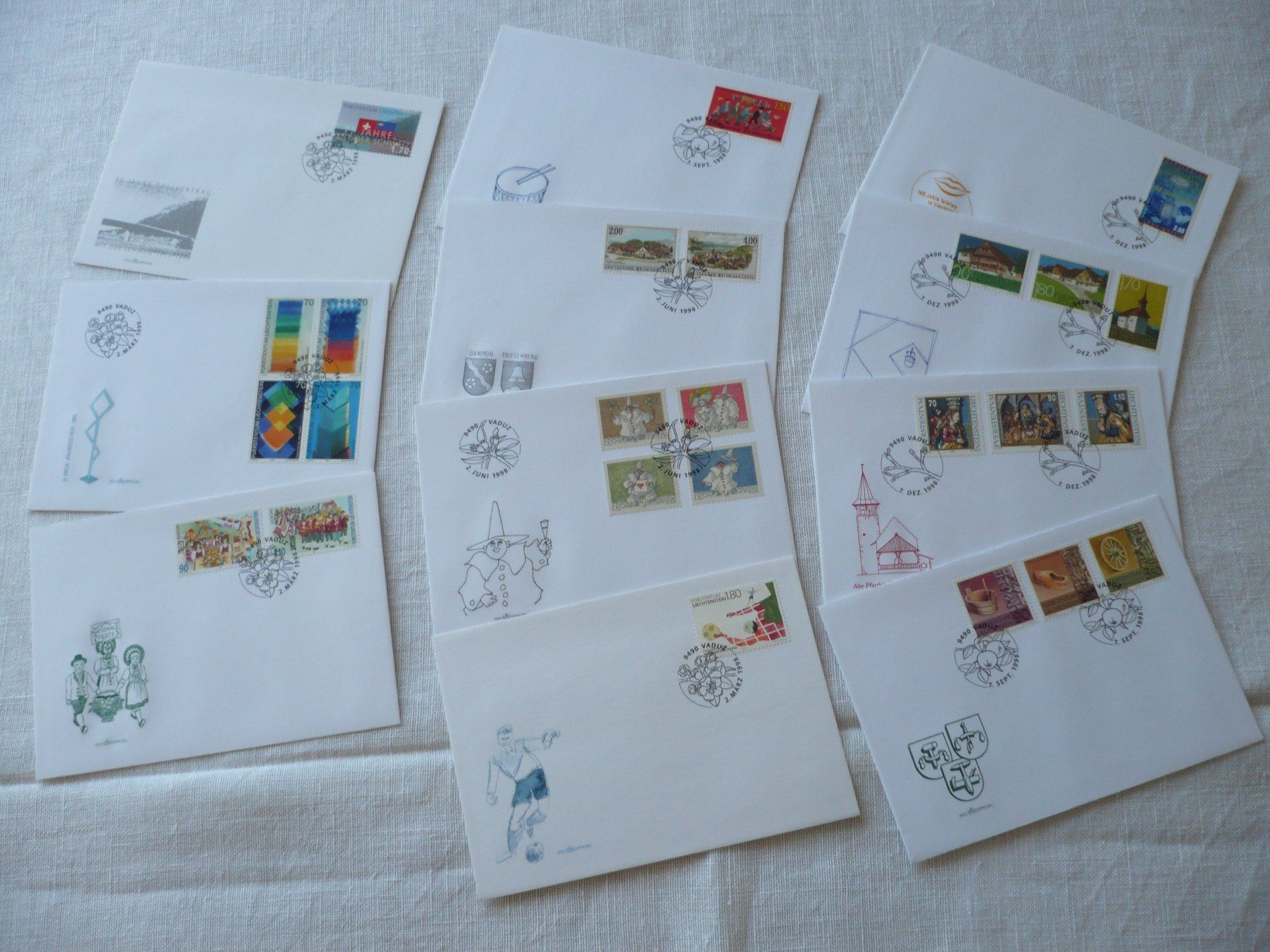 Tutti i francobolli: FL 1998 Neuausgaben 11 FDC – Usato da Zürich venduto da saltandpepper008