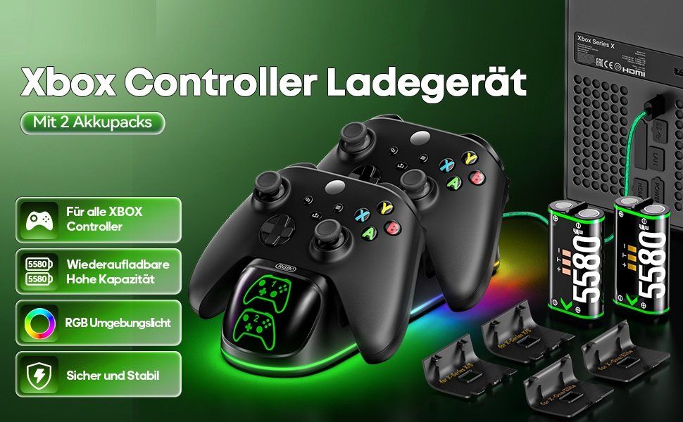 Adapter & Kabel: XBOX CONTROLLER LADESTATION MIT 2 AKKUS XBOX ONE/SERIES X/S – Neu und originalverpackt aus Kriens von swissgadget 1