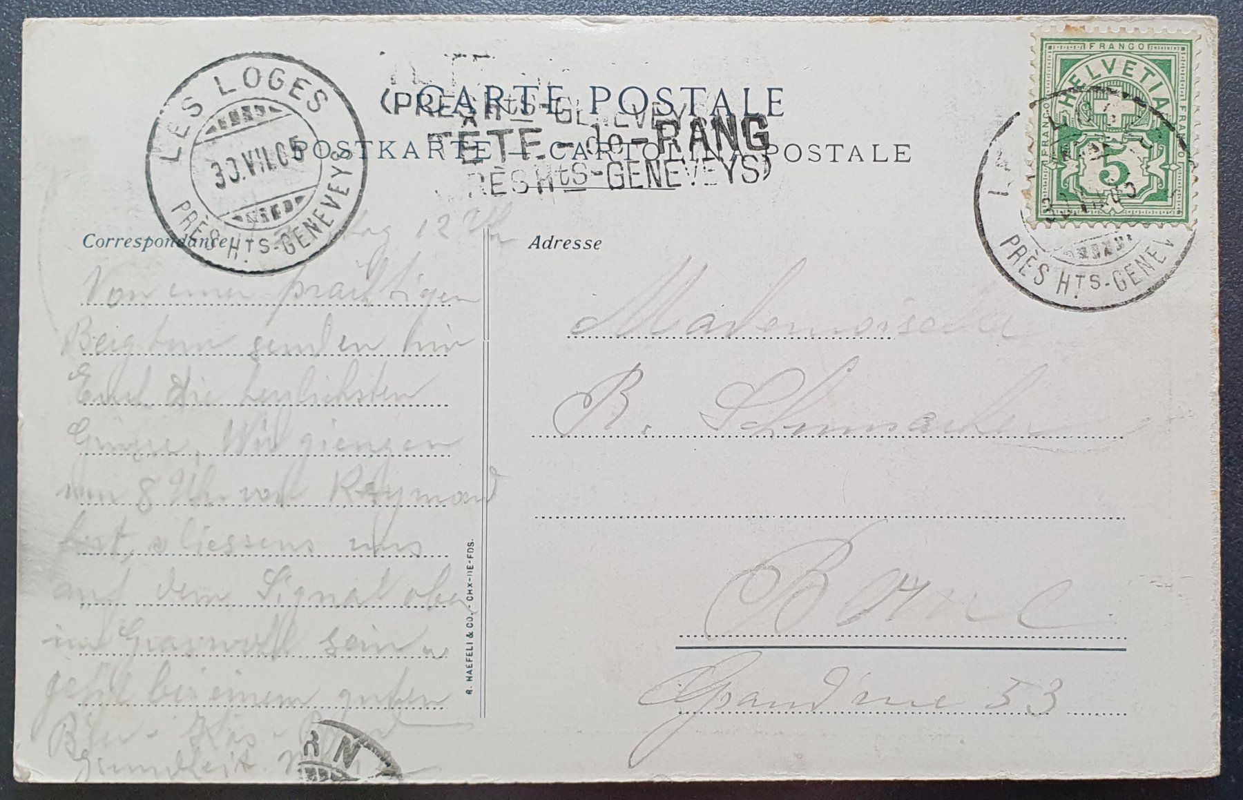 Cartoline postali: Souvenir de Tete de Rang 1905 – Usato da Kreuzlingen venduto da Rschweiz1 1