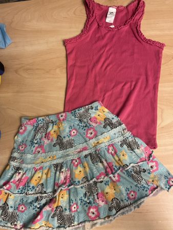 Sommer Set: Top C&A Gr. 128 & Jupe Charles Vögele Gr.122