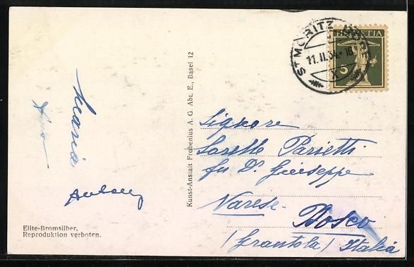 Cartes postales: St. Moritz, Teilansicht mit Piz Languard – D'occasion à Berlin par bartko-reher 1