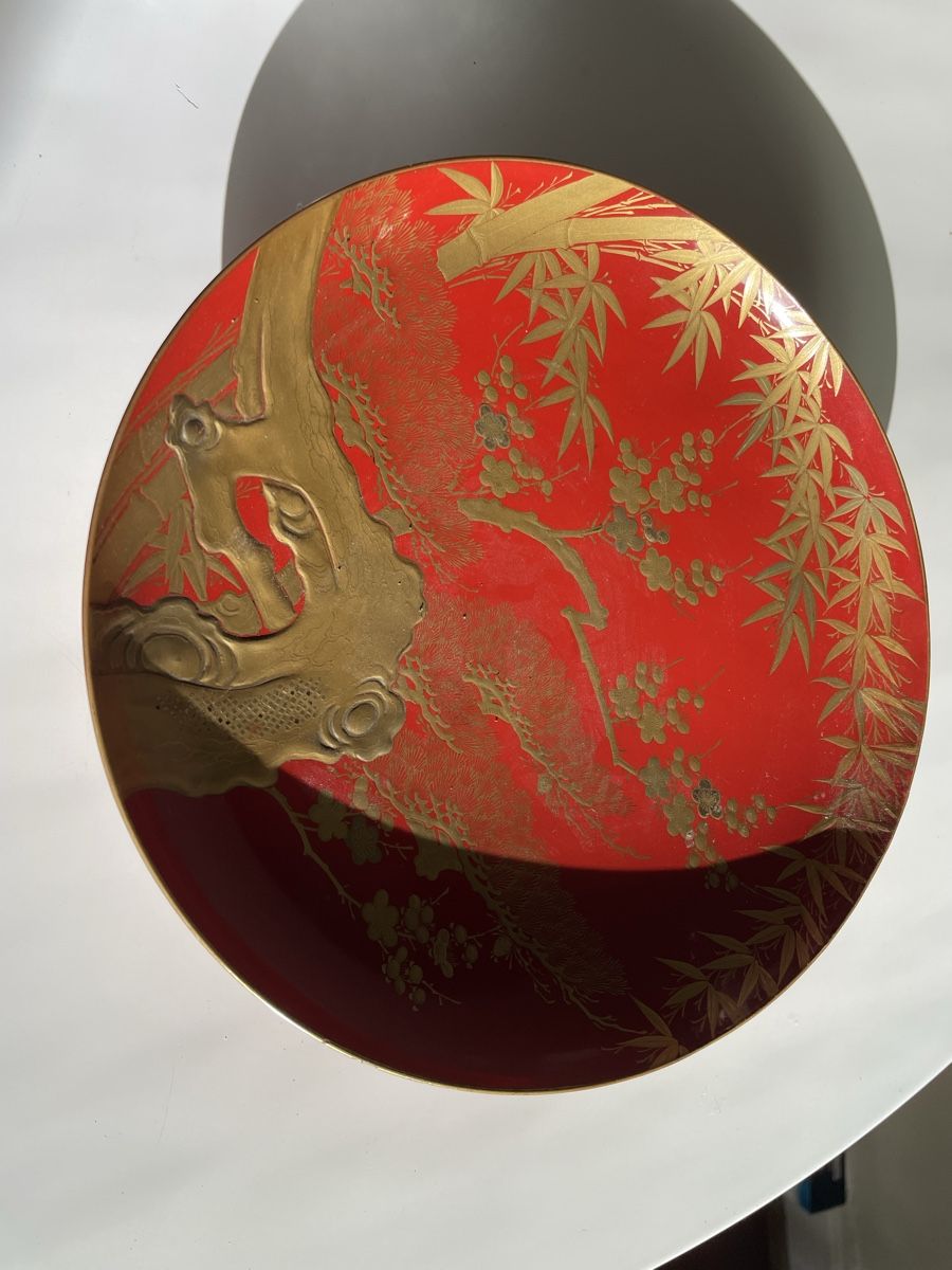 Piatti: Ancient Japanese Lacquerware plate  – Usato da Basel venduto da Amechan. 6