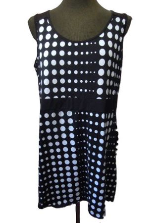 ca. Gr. 44 MS Punktekleid stretch schwarzweiss Brust -->56cm