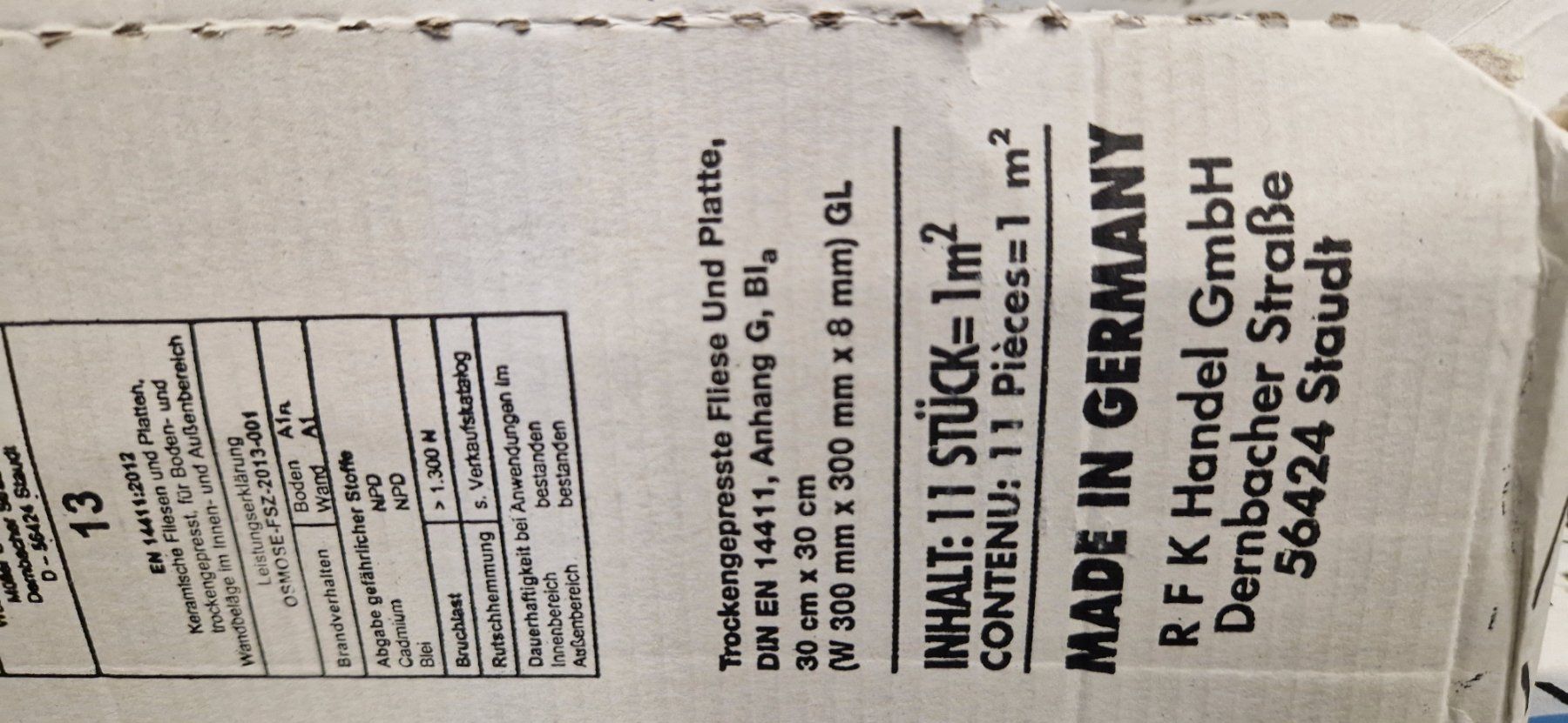 Rivestimenti per pavimenti: Fliesen 30×30×0.8 – Nuovo e nell'imballaggio originale da Effretikon venduto da American_Sportswear 3