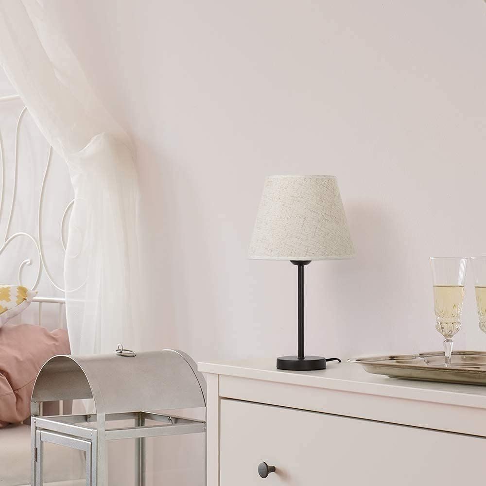 Lampade: 2x Nachttischlampen E27 Metall Leinenbeige – Nuovo e nell'imballaggio originale da Nuglar venduto da SmartLiving24 3